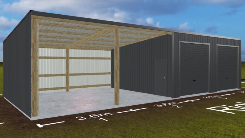 Farm Shed Kitset Lean to - (2 bays enclsoed and 2 bays open) Carousel 1