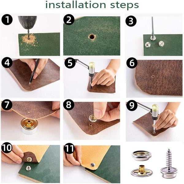 150 Sets Metal Snap Fasteners + Fixing Tools Set Carousel 10