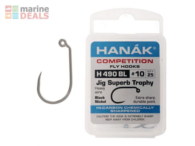 HANAK Competition H490BL Barbless Hooks #10 Qty 25 Carousel 1
