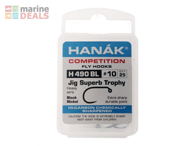 HANAK Competition H490BL Barbless Hooks #10 Qty 25 Carousel 2