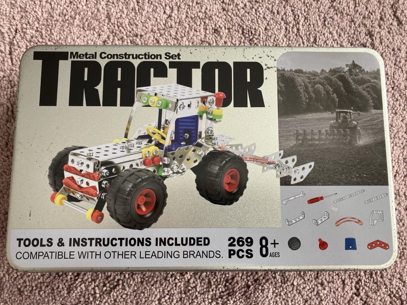 *AWESOME* Tractor Metal Construction Set Tin Gift 269 Piece For Children & Teens Carousel 1