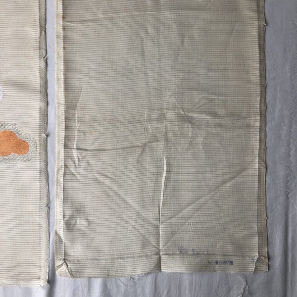 Vintage Japanese Woven Silk Fabric Pieces X2 Cloud Design Carousel 16