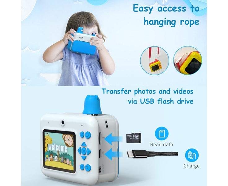 Kids Instant Print Camera Kids Camera 1080P Digital Camera for Kids 2.36 Inch Carousel 6