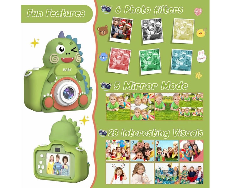 Kids Digital Camera Toy with 32GB Card Portable Child Video Camera with Silic Carousel 3