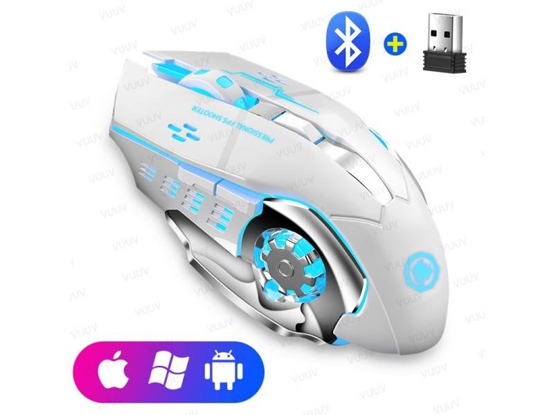 Rechargeable Bluetooth Wireless Mouse With 2.4G USB For Laptop Macbook PC Carousel 1