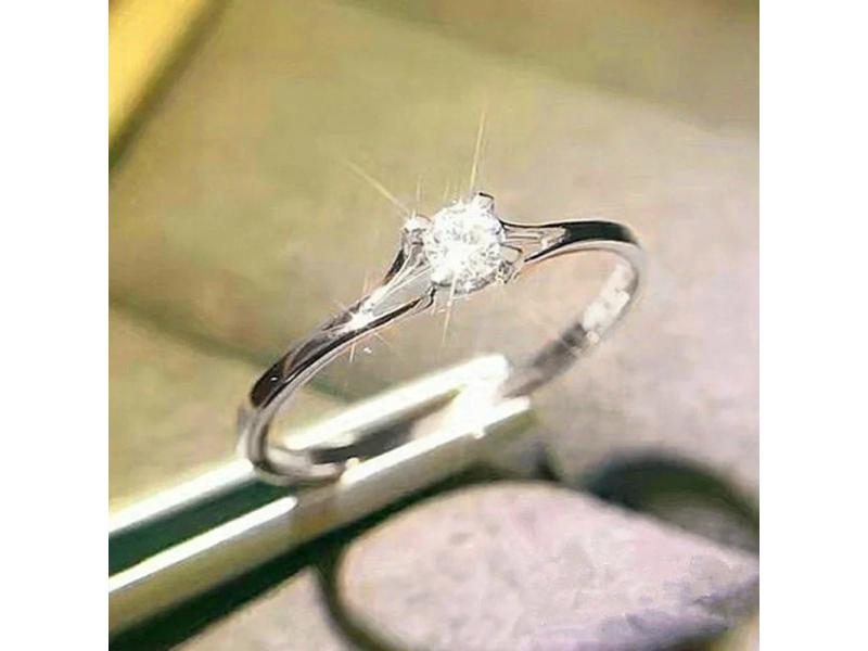 Minimalist Women's Wedding Rings With 4MM Cubic Zirconia Simple Elegant Female Carousel 1