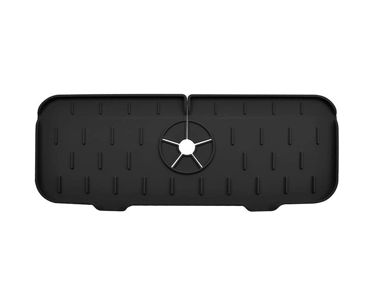 Kitchen Sink Splash Guard Silicone Faucet Mat Sink Water Splash Catcher-Black Carousel 1