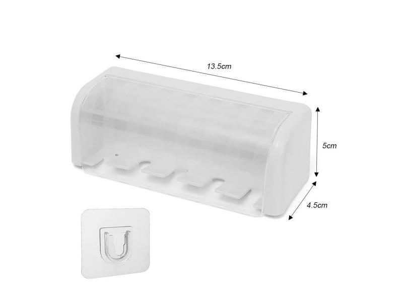 Bathroom Wallmount Toothbrush Holder With Cover 5 Slots Without Drilling Home Carousel 1