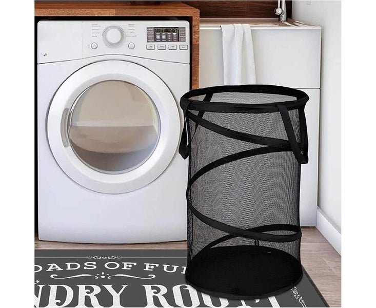 Laundry Basket with Double Handle Fine Mesh Foldable Net Bathroom Large Colla Carousel 2