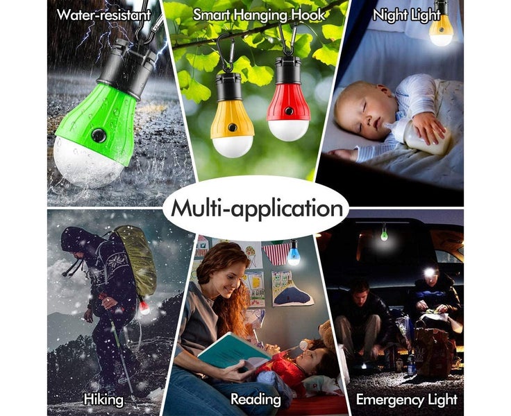 4pcs LED Camping Lantern Rechargeable, Power Bank 2400mAh, Solar Camping Lights Carousel 5
