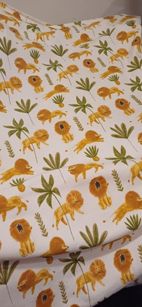 NEW FABRIC CLEAROUT - (#3) LION SAFARI FRENCH FLEECE FABRIC $1 Reserve Carousel 1