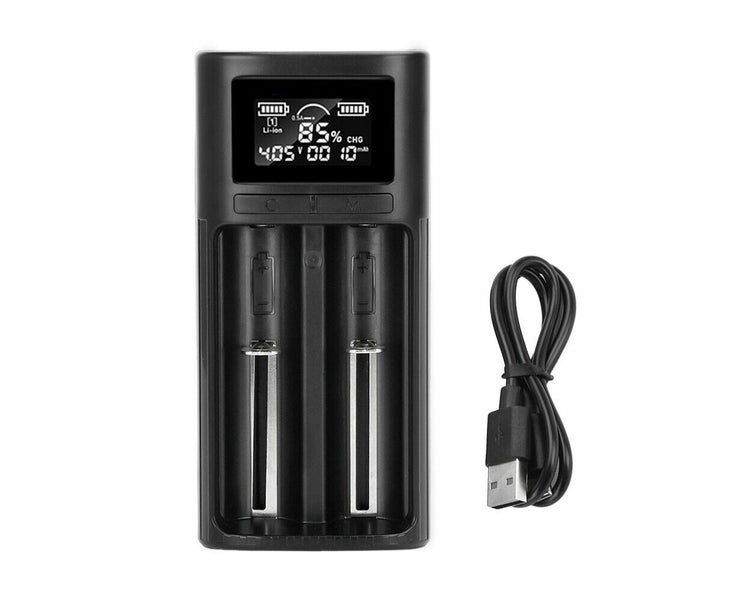 LCD Smart Digital Display Battery Charger 2 Slots for 18650 21700 Li-ion Batt Carousel 1