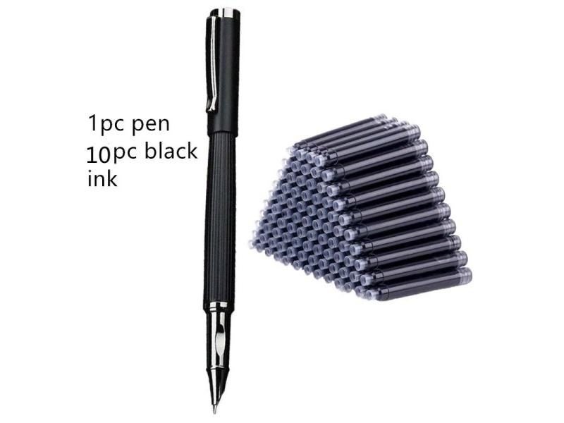 High Quality Set 727 Fountain Pen Metal Ink Pens Frosted Black F Nib Converter Carousel 1