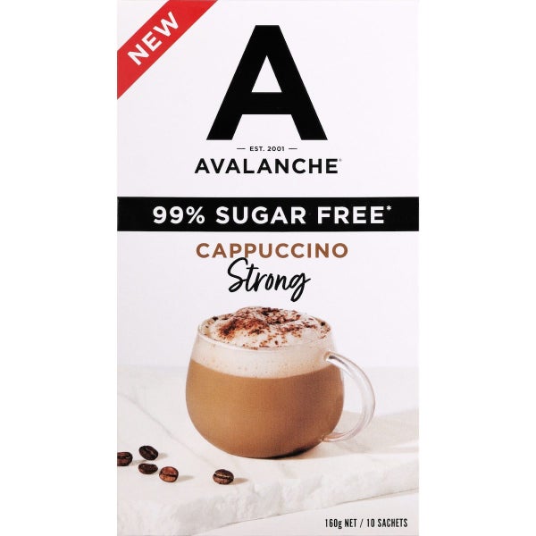 Avalanche Sugar Free Coffee Strong Cappuccino Sachets 10 Pack Carousel 2