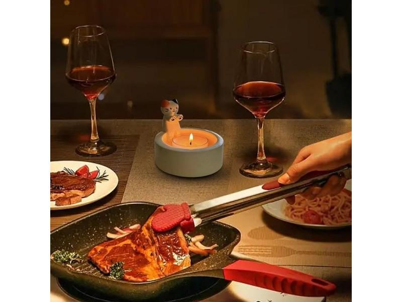 Kitten Candle Holder Handmade Grilled Cat Aromatherapy Decor Carousel 1