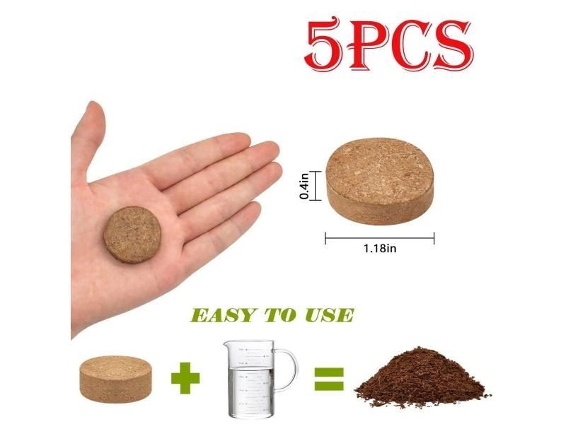 10/5Pcs Compressed Coco Coir Fiber Potting Soil- Coir Medium Coconut Soil Coir Carousel 1