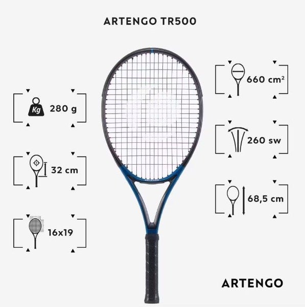 Brand new adult tennis racket ARTENGO TR500 with 12 tennis balls Carousel 2