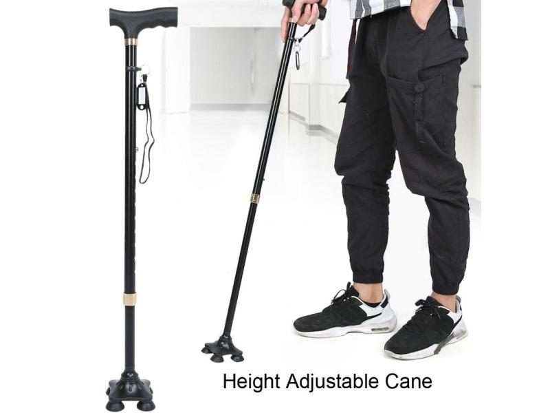 Height Adjustable Aluminum Alloy Cane With T Handle 4-pronged Pivot Base For Carousel 1