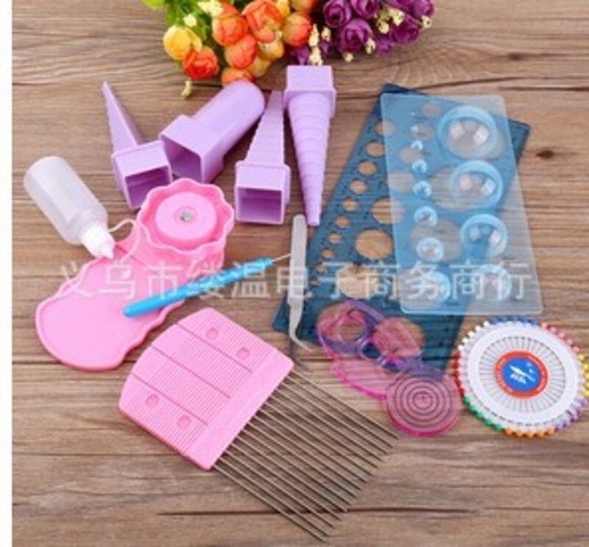 Paper Quilling Tools Kit DIY Paper Craft Crimper Comb Ruler Pins Border Carousel 14