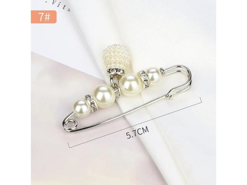 2/4Pcs Pearl Brooch Pins Sweater Shawl Clips Faux Pearl Rhinestones Collar Carousel 1