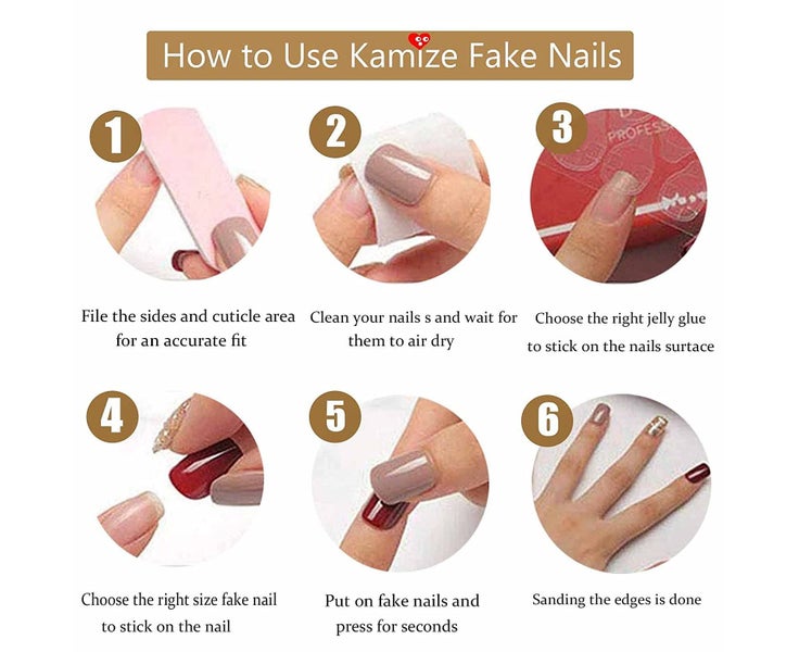 Medium Press On Nails With Designs False Nail Tips Full Cover Acrylic Black F Carousel 2