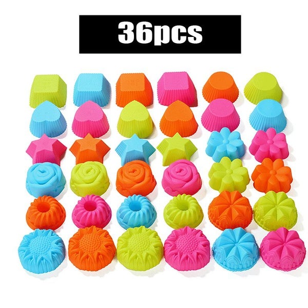 36pcs Silicone Cupcake Donut Cake Reusable Nonstick Muffin Baking Molds Carousel 1