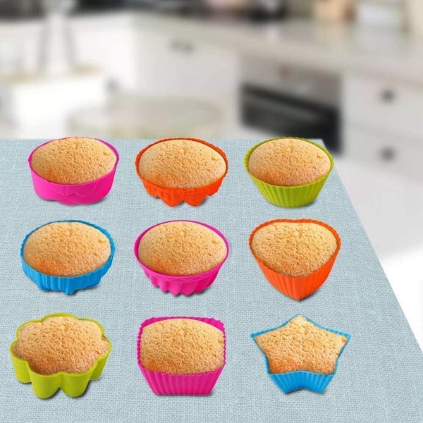 36pcs Silicone Cupcake Donut Cake Reusable Nonstick Muffin Baking Molds Carousel 12