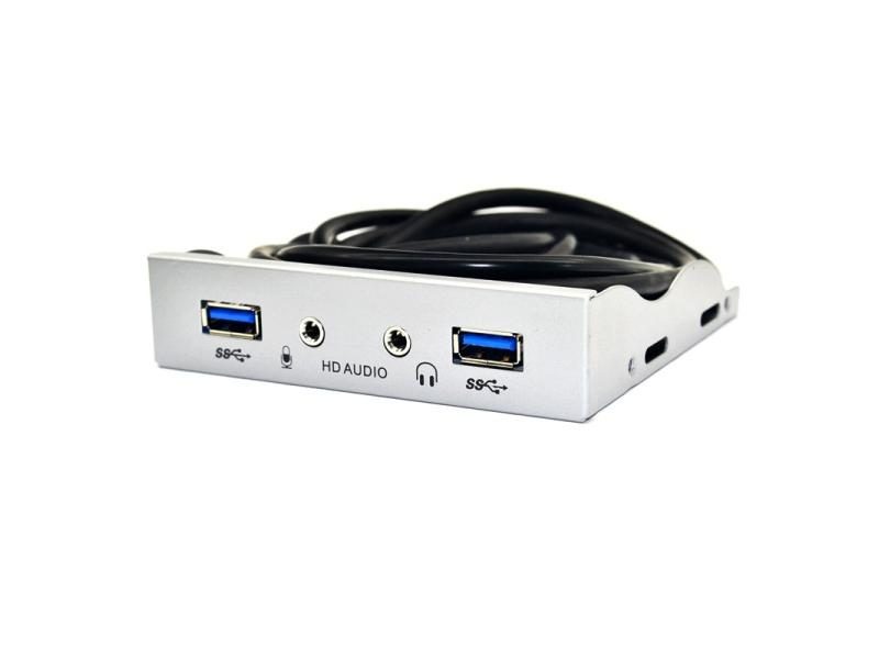 2 Port USB 3.0 Hub Splitter HD Audio 3.5mm Earphone Jack Mic Interface Front Carousel 1