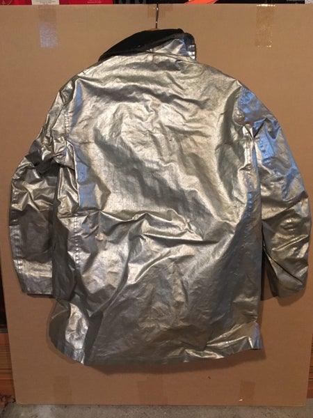 $1 NO RESERVE 1980's Vintage Silver Fireman coat - O/S Over Size FUNDRAISER #017 Carousel 4