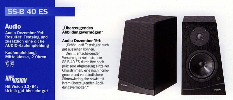 SONY SS-B 40 ES bookshelf /standmount speakers- fully refurbished by LRS (AKL)63617300711555113