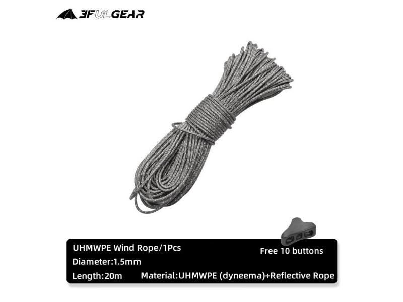 3F UL GEAR Outdoor 2/1.5MM 20 Meters Dyneema Reflective Rope Camping Tent Nylon Carousel 1