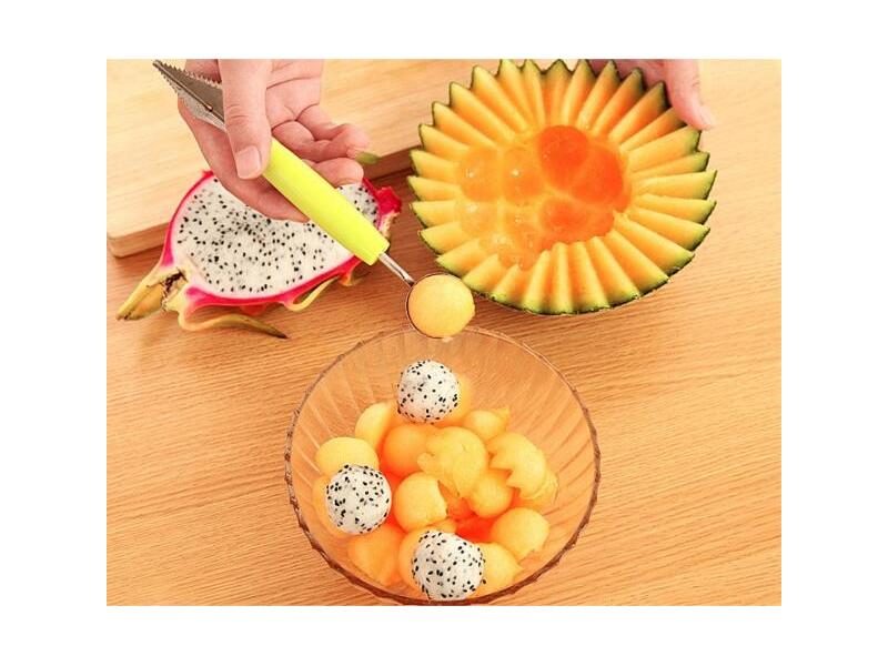 1PC Creative Fruit Carving Knife Watermelon Baller Ice Cream Dig Ball Scoop Carousel 2
