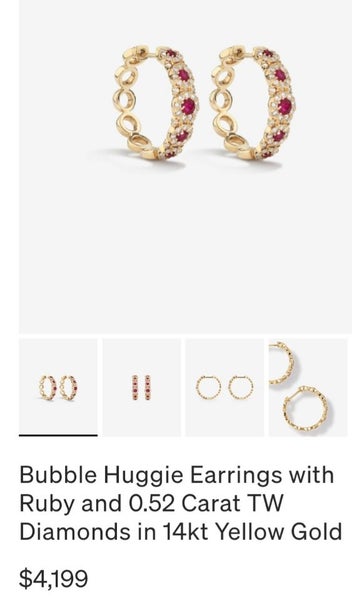 Michael Hill - Bubble Huggie Earrings with Ruby and 0.52 Carat TW Diamonds in 1463612485581315112