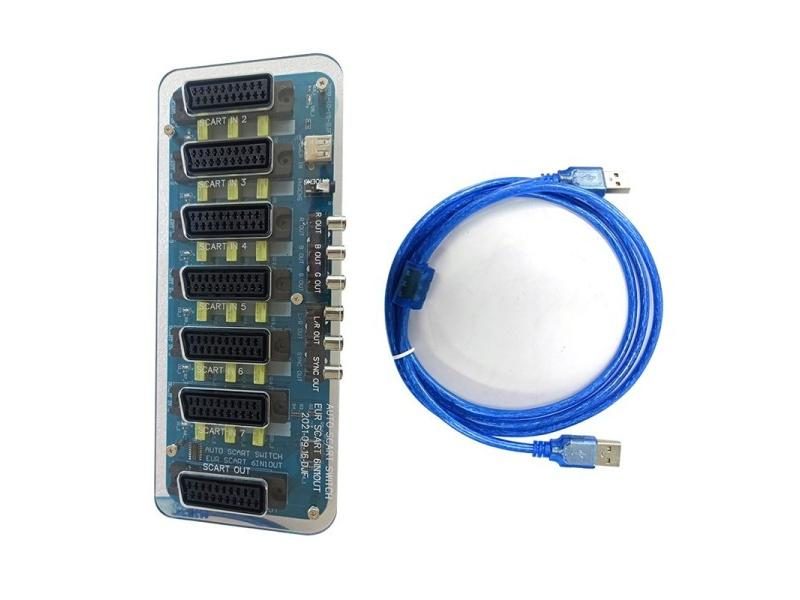 Video Scart Distributor 6 In 1 Out Acrylic Case EUR Automatic Switcher RCA Carousel 1