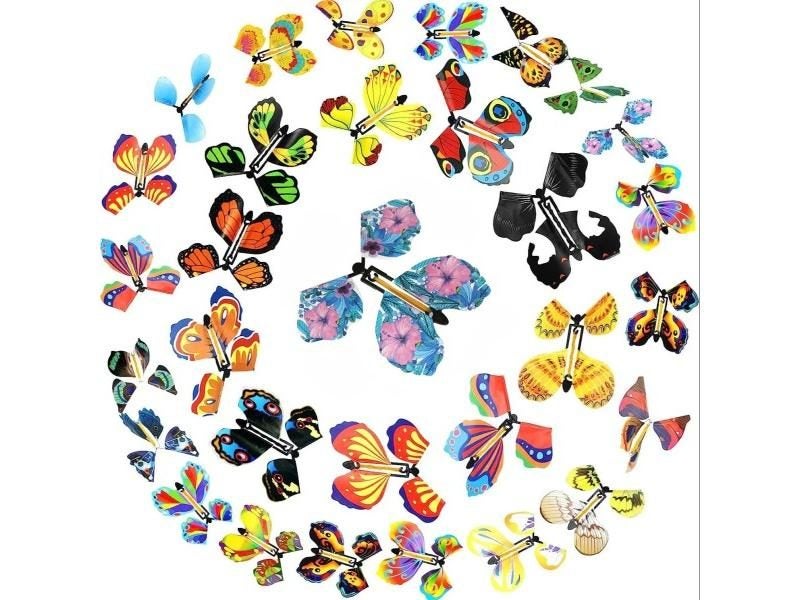 20PCS Color Magic Flying Butterfly Rubber Rubber Band Wind Up Toy Exquisite Carousel 1