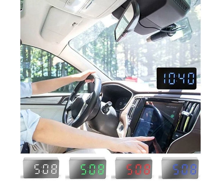 Mini LED Mirror Clock Electronic Digital Travel Clock Practical Clock Port W1 Carousel 2