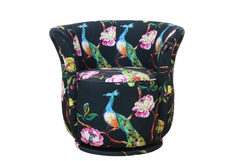 TNC Peacock Swivel Chair, Black Carousel 1