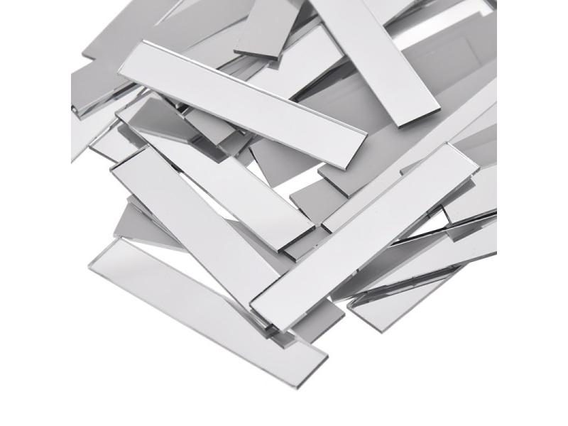 50PCS/Pack Rectangle Glass Mirror Mosaic Tiles Stickers DIY Home Bathroom Wall Carousel 1