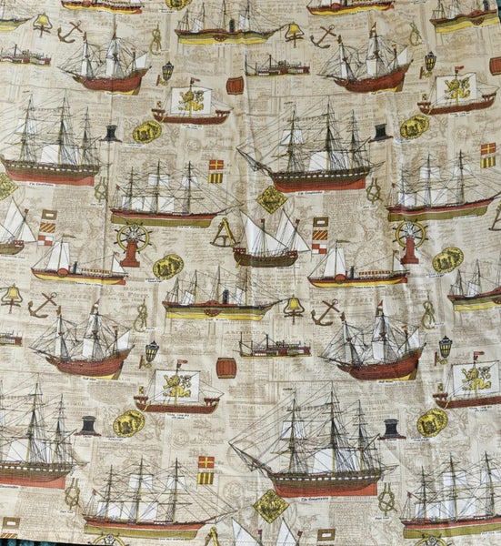 Vintage Barkcloth Curtain Carousel 1