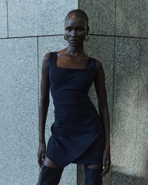 Cue Pinstripe Mini Dress636124955522591115