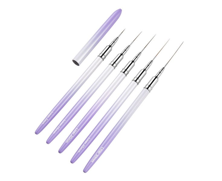 Nail Art Liner Brushes Metal Handle Nail Drawing Pens,5 Sizes-Nail Art Brush Carousel 1