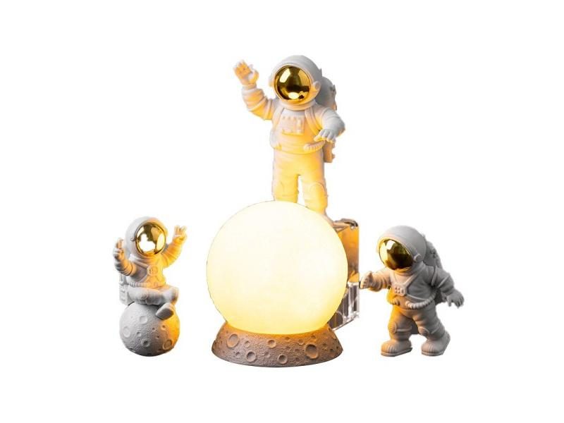 Astronaut Ornament Yellow Moon Ambient Light Office Wine Cooler Decorations Carousel 1