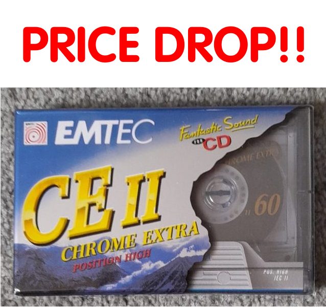 PRICE DROP! EMTEC (BASF) CE-II 60 min Type II Blank Audio Cassette Tape (new) Carousel 1