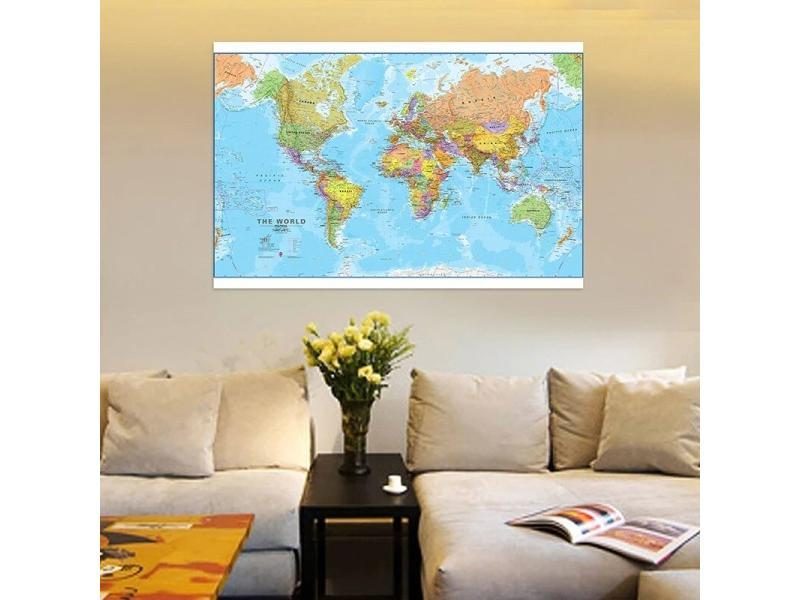 150*90cm World Wall Map Detailed Poster Non-woven Painting Map Of The World Carousel 1