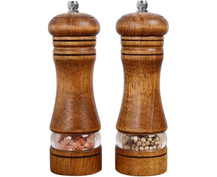 2 Piece Wooden Salt and Pepper Grinders Set, Classic Manual Salt Grinders Ref Carousel 1