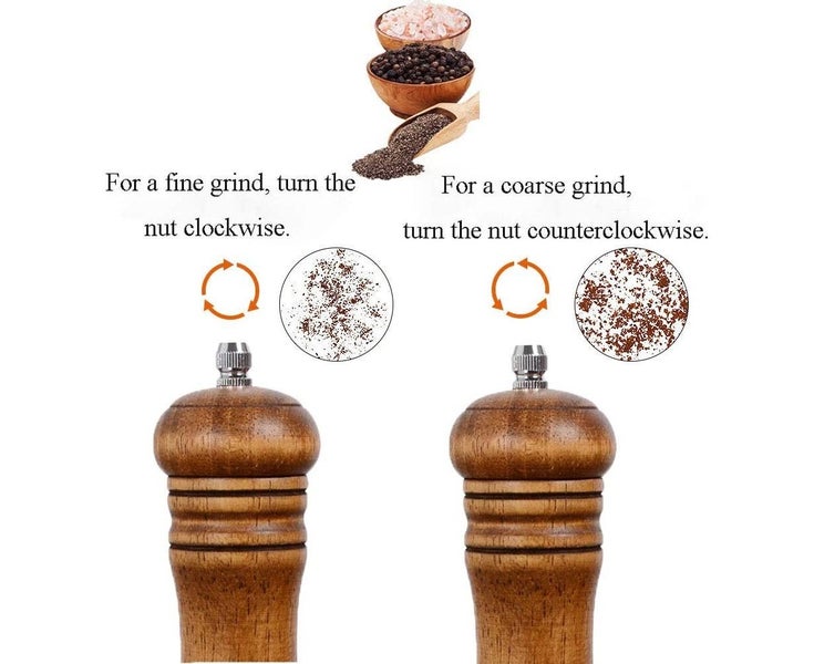 2 Piece Wooden Salt and Pepper Grinders Set, Classic Manual Salt Grinders Ref Carousel 5