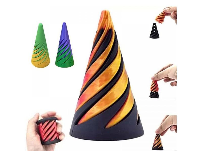 3D Printed Spiral Cone Toy Impossible Pyramid Passthrough Sculpture Pass Carousel 1