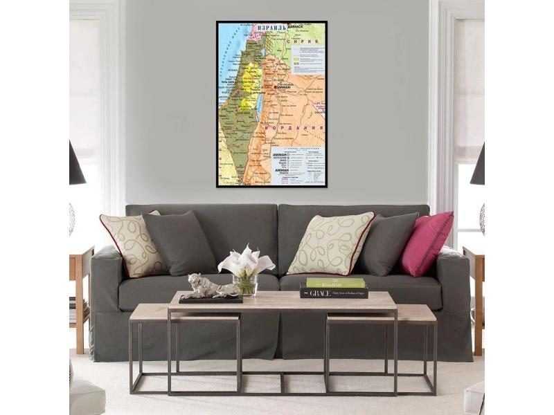 42X59cm Canvas Israel Map Waterproof Non-smelling Wall Painting For Home Office Carousel 1