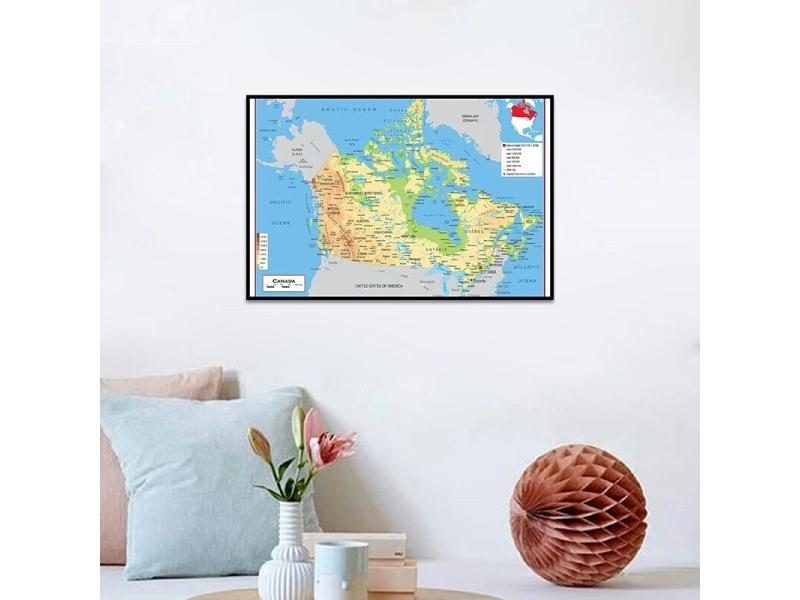 59*42cm French Canada Topographic Map Posters Prints Canvas Art For Home Office Carousel 1