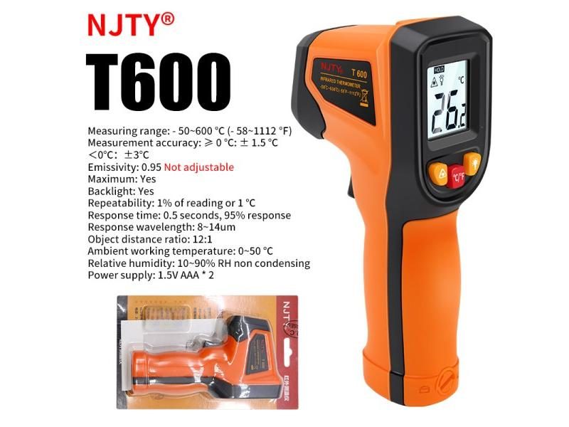 NJTY Digital Infrared Thermometer -50-600? Handheld Industrial Temperature Carousel 1